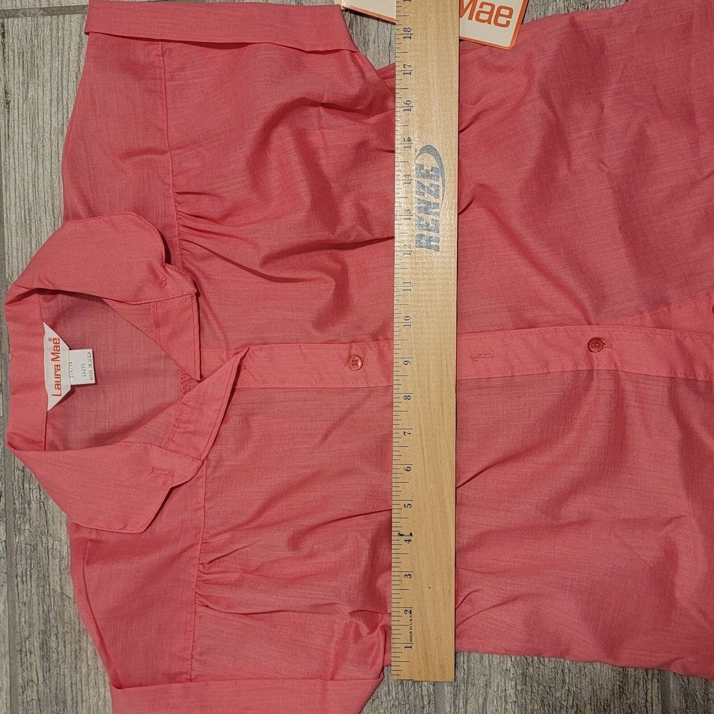 Vintage Laura Mae Womens Pink Deadstock Basic Button Up Shirt Size 14/34 - Picture 8 of 8